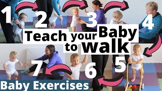 How to teach your baby to walk in 7 steps ★ 912 months ★ Baby Exercises Activities amp Development [upl. by Leinahtam]