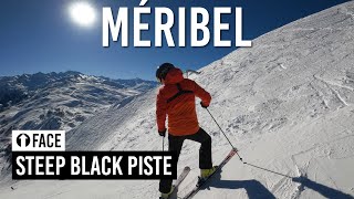 Skiing Face steep black piste in Méribel Les 3 Vallées Subtitles [upl. by Elleinahc745]