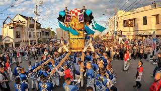 4K 60fps 2023 10 17 新居浜太鼓祭り 川東地区 多喜浜駅前かきくらべ 入場シーン [upl. by Guinn]