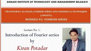 18MAT31 Module2 Introduction of Fourier Series [upl. by Mast]