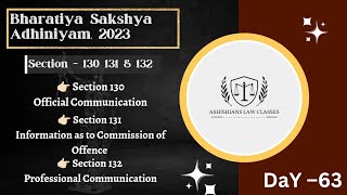 Section 130  131 amp 132 of Bharatiya Sakshya Adhiniyam 2023 in Hindi youtube bsa [upl. by Ahsenroc]