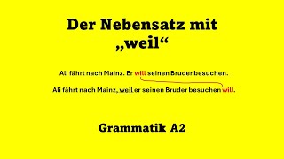 Der Nebensatz mit weil  لأن Grammatik A2 [upl. by Itsyrk]