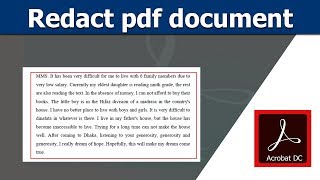 How to Redact pdf document using Adobe Acrobat Pro [upl. by Notneuq227]