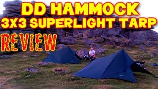 DD Hammocks 3x3 Superlight Tarp Review  Ultralight Bushcraft Tarp Shelt [upl. by Enelaehs]