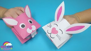 How to Make a Paper Bunny Hand Puppet  Easter Craft for Kids [upl. by Werdnael]