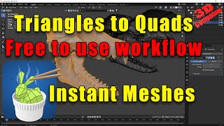 Blender  Triangle to Quads Free to use Workflow overview Instant Mesh [upl. by Saunder]