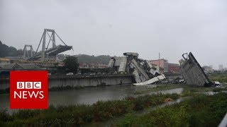 Italy bridge Moment of Genoa motorway collapse  BBC News [upl. by Okorih]