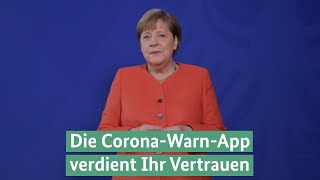 Kanzlerin Merkel über die CoronaWarnApp [upl. by Auohs]