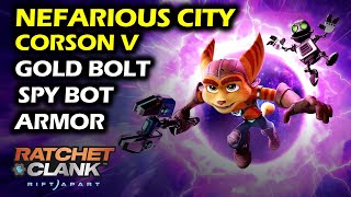 Corson V Nefarious City Collectibles Gold Bolt Spybot Armour  Ratchet and Clank Rift Apart [upl. by Inalan]