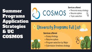 Summer program UC COSMOS application strategies for high school students [upl. by Odlaumor916]