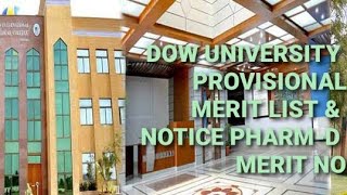 Duhs Provisional merit list pharm d session 202223  Notice merit pharm d dow University [upl. by Nicko]