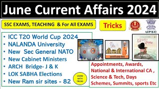 June Current Affairs 2024  For All Exams 🌝 [upl. by Anilek]