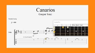 Canarios  Gaspar Sanz  1640  1710   Classical guitar tab [upl. by Ellirehs878]