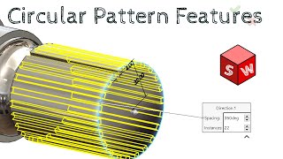 2 Minute Solidworks Tutorial  How to Circular Pattern Features [upl. by Rosalee]