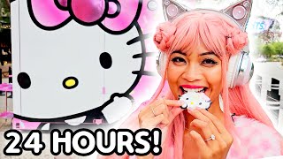 EATING HELLO KITTY FOOD FOR 24 HOURS PT 2 sanrio hellokitty food challenge [upl. by Akcirret460]