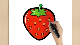 How to draw Strawberry drawing simple very easy step by step❤ [upl. by Lesirg]