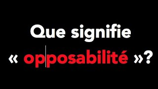 Que signifie «opposabilité» [upl. by Brass]