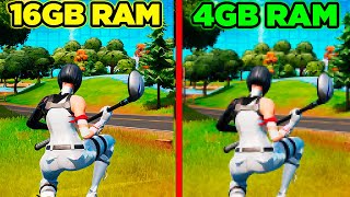 É POSSIVEL JOGAR FORTNITE COM 4GB RAM VS 6GB RAM VS 8GB RAM VS 12GB RAM VS 16GB RAM [upl. by Hurty884]