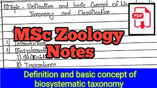 MSc Zoology Definition and Basic Concept of Biosystematic taxonomy and classification [upl. by Japha]