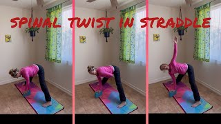 Spinal twist in straddle stretch yoga yogapractice [upl. by Tollmann]