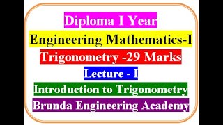 Introduction to Trigonometry Trigonometry LectureI Polytechnic First Year Engineering Mathematics [upl. by Eneri]