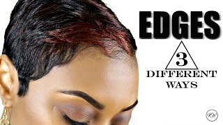 Edges 3 Different Ways  Short Hair Tutorial  Kaye Wright [upl. by Triley816]