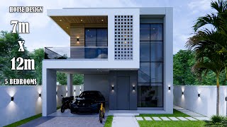 House Design  Modern House 2 Storey  7m x 12m with 5Bedrooms [upl. by Dnalrah]