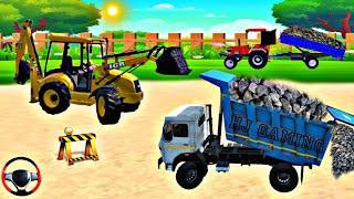 Drive Big jcb or Truck And Tractor trolley Loaded Stone in game 🔥 Tractor trolley in game  jcb [upl. by Salamone]