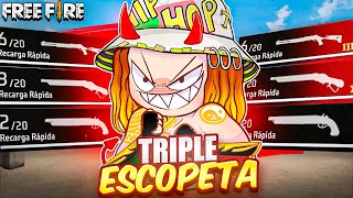 EXTREMO DESAFIO DE LA TRIPLE ESCOPETA EN FREE FIRE😈 [upl. by Ydolem]