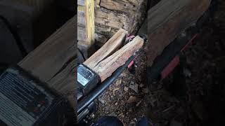 Wood splitter machine woodsplitting asmr satisfying inthewoods [upl. by Larkins]