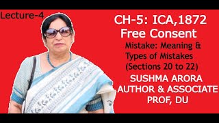 FreeConsent Right of Rescission of Contract Exceptions Mistake amp its Types SUSHMA ARORA [upl. by Arabela]