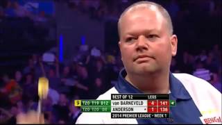 PDC Premier League of Darts 2014  van Barneveld almost throws a 9 darter [upl. by Rayshell]