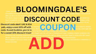 Are you looking for Bloomingdales discount coupons 2024  ADD [upl. by Liahcim259]