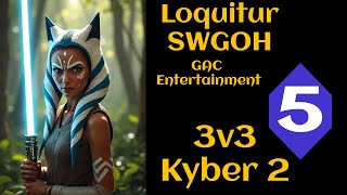 SWGOH Loquitur 3v3 GAC K2 M5 LV Rey Leia Inquisitors Gungans Lions and Tigers and Bears [upl. by Zennas]