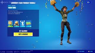 LEVEN2Ks TACO TUESDAY BUNDLE in Fortnite ITEMSHOP Taco Time Emote Returning [upl. by Repsaj512]