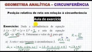 Geometria Analítica  AULA DE EXERCÍCIOS Posição de reta e circunferência [upl. by Ahsiret]