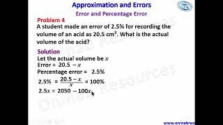 Approximation and Errors Lesson 2Error and Percentage Error [upl. by Salchunas269]