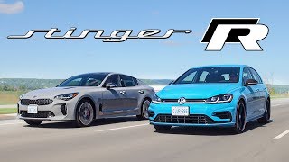 Golf R vs Kia Stinger  The Best All Wheel Drive Automatic Hatchbacks For 50000 [upl. by Jamaal]