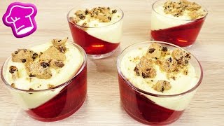 Tolles Wackelpudding Dessert im Glas  Schiefe Götterspeise mit Vanillecreme amp Cookie Stücken [upl. by Ultan705]