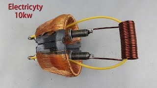 I make 10kw220v free electric energy with copper wire TV Old and spark plug  Awesome [upl. by Cecilio155]