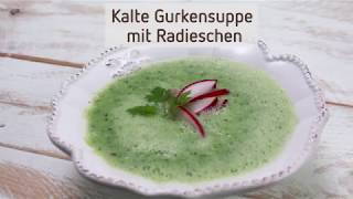 Kalte Gurkensuppe mit Radieschen – Rezepte für Schwangere  Kochen mit babyclubde [upl. by Annaerdna]