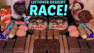 ASMR LEFTOVER DESSERT RACE MINI DOVE ICE CREAM BARS CHOCOLATE CHIP MOUSSE CAKE NUTELLA KINDER 먹방 [upl. by Annayi340]