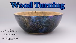 Woodturning  Ash and Iridescent Painted Bowl  Restoration DIY [upl. by Eiramanin]