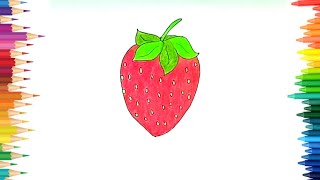 Colorful Strawberry 🍓 Drawing  A Simple Tutorial [upl. by Grous344]