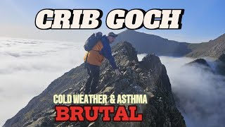 Climbing Crib Goch in cold weather With Asthma Brutaldrone mountains [upl. by Jala]