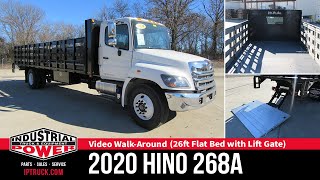 2020 HINO 268A 26ft Flatbed  Stake Bed with Lift Gate [upl. by Esinet]