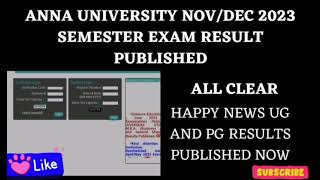 ANNA UNIVERSITY NOVDEC 2023 UG PG SEMESTER RESULT PUBLISHED NOW [upl. by Ardme]