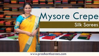 Mysore Crepe Silk Sarees  Prashanti  3 September 2023 [upl. by Gievlos]