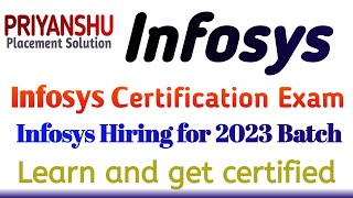 Infosys Hiring 2023 Batch  Infosys Certification Exam for 2023 passout  Infosys hiring freshers [upl. by Pace]