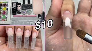 TESTING A 10 POLYGEL KIT FROM AMAZON COMES WITH A NAIL LAMP  Nail Tutorial [upl. by Nageam309]